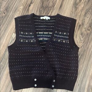 Brooks Brothers Vintage Wool Sweater Vest Burgundy Maroon Fair Isle  L